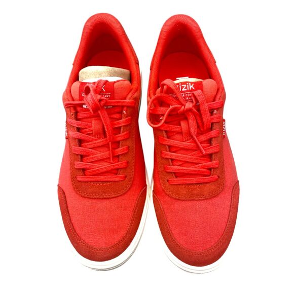 NIB Kizik Women's Prague 2 Sneakers Poppy Red White Trim Lace Up Size 8.5 - Picture 3 of 11